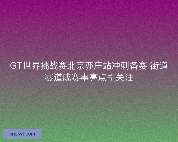 GT世界挑战赛北京亦庄站冲刺备赛 街道赛道成赛事亮点引关注